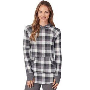 Cuddl Duds Long Sleeve Womens Stretch Thermal Hooded Tunic Top Grey Large